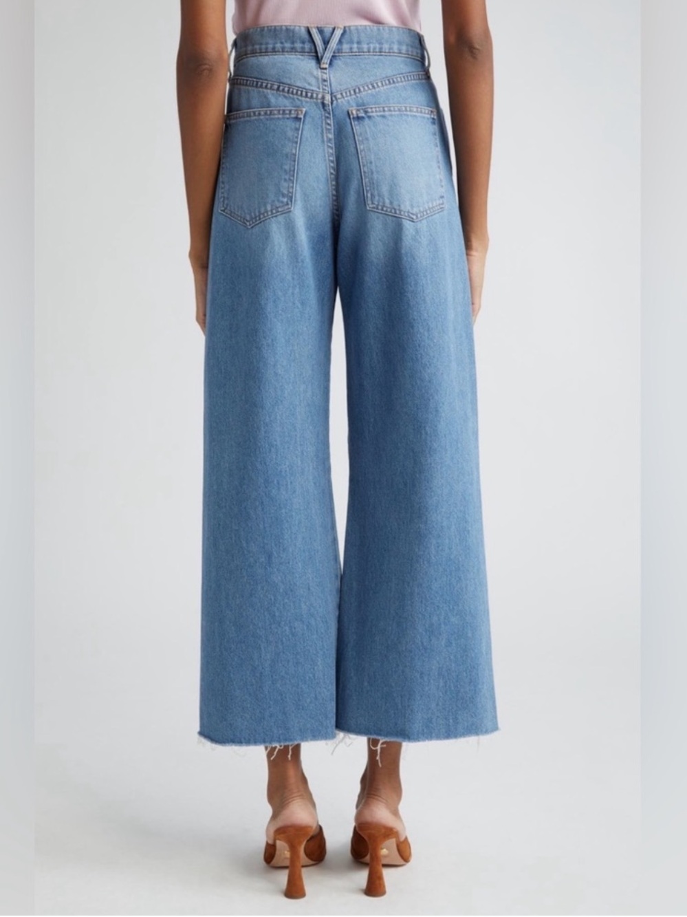 Veronica Beard Taylor Raw Hem High Waist Wide Leg Jean Medium Wash Denim Size 30 - Picture 11 of 11